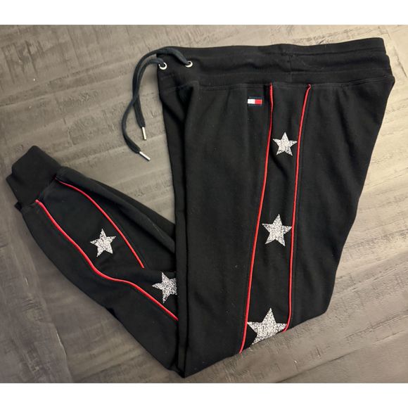 Tommy Hilfiger Sport Black Joggers Stars - Sz XS - Picture 1 of 12